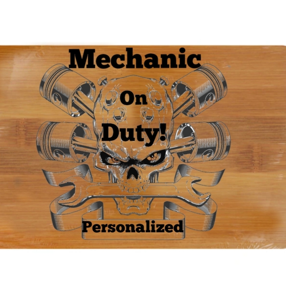 Mechanic laser engraved skull head